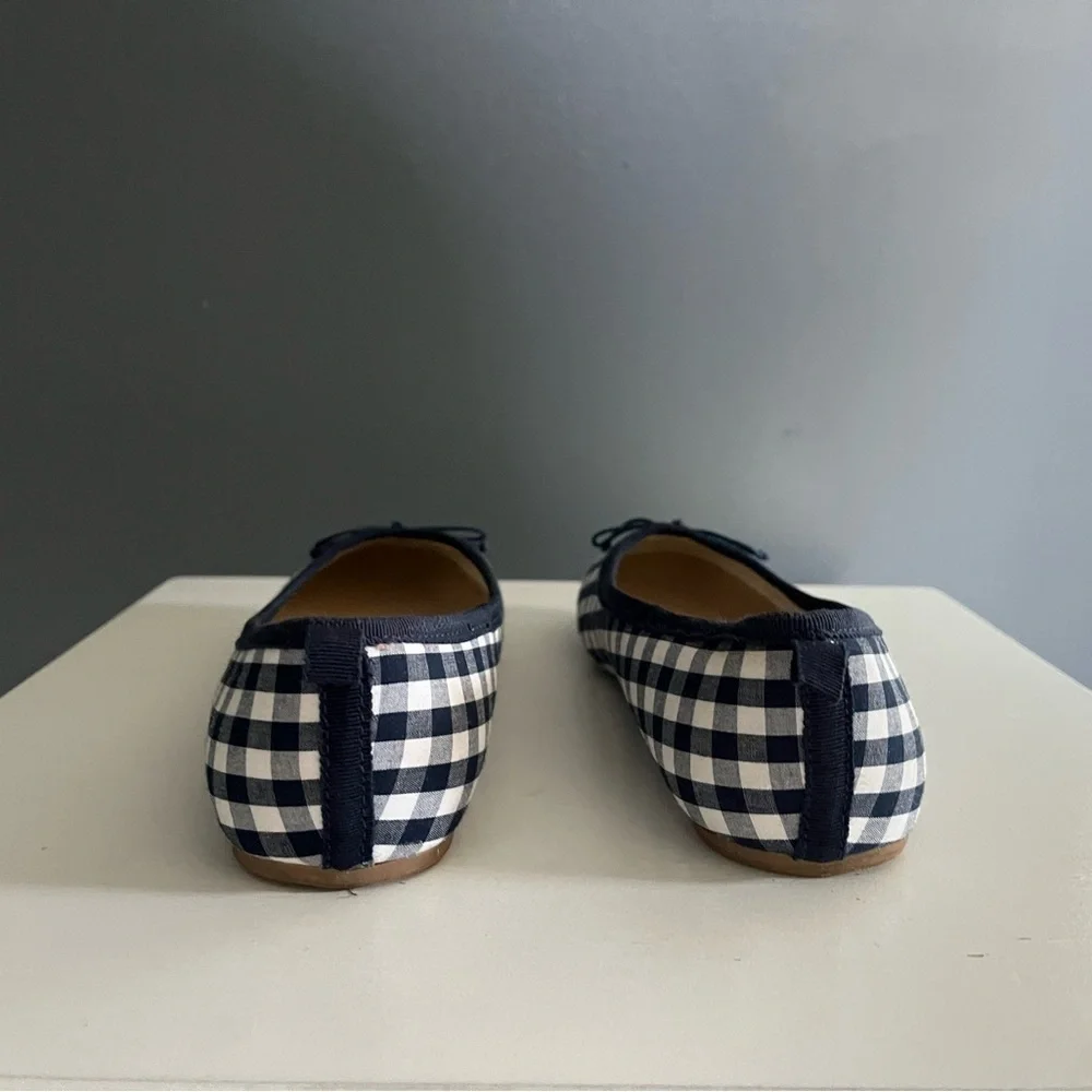 J.Crew Crewcuts Little Girl Gingham Checkered Ballet Flats Navy Size 3 GUC